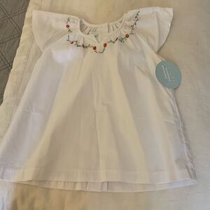 NWT Little English Girls Embroidered Flutter Sleeve Top - size 8